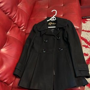 Vintage Black pleated Guess Pea coat.